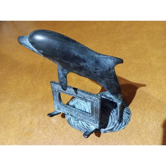 Bronze Business Card Holder San Pacific International SPI DOLPHIN SCULPTURE - Picture 6 of 9